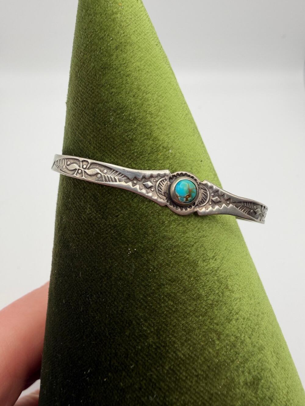 Fred Harvey Era Navajo Childs Sterling Silver and Turquoise Bracelet